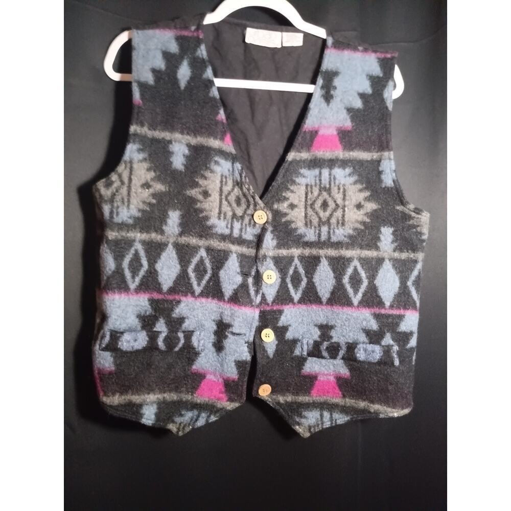 VTG Urban Oasis Aztec Print Wool Blend Vest Men’s Size Large Boho Streetwear